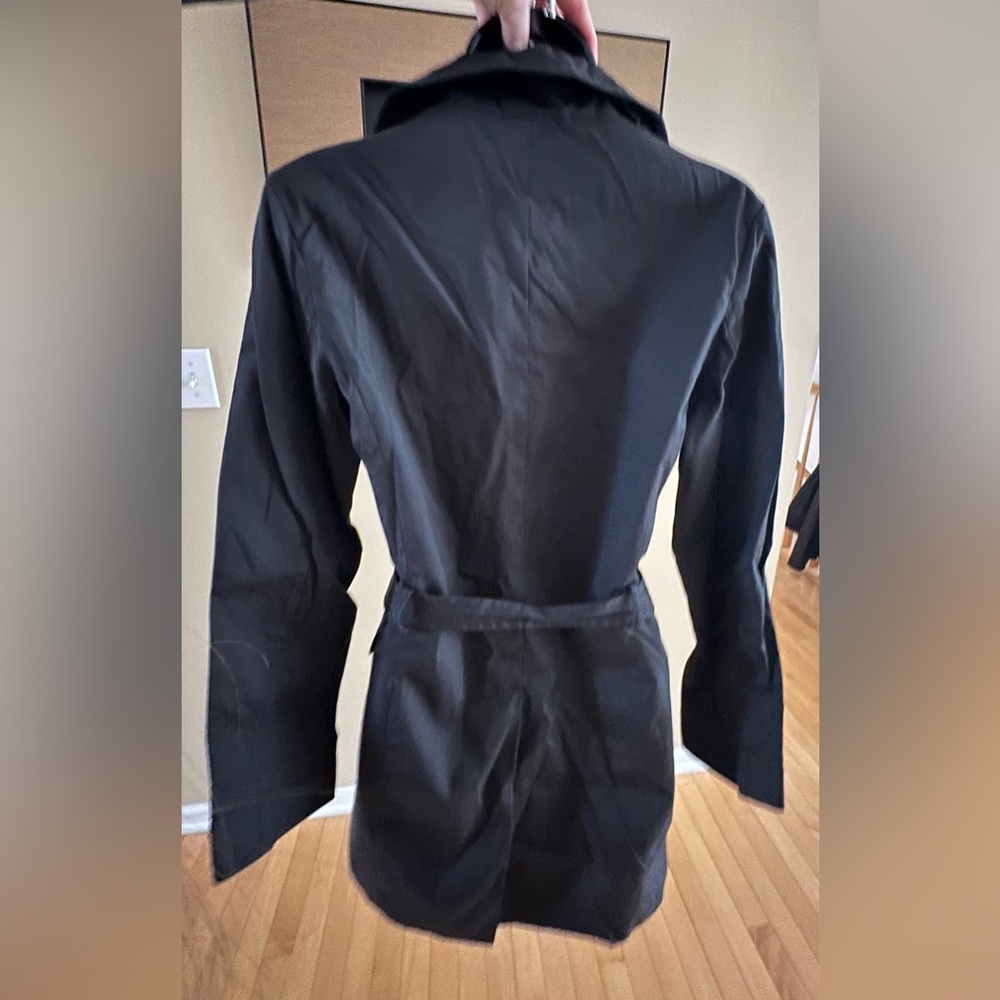 VINTAGE black belted trench coat • minimalist Kenneth Cole Reaction • xs - Picture 5 of 13